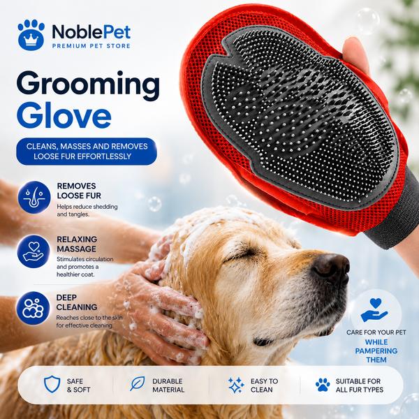 NoblePet Grooming Glove — Fur Remover & Massage Brush